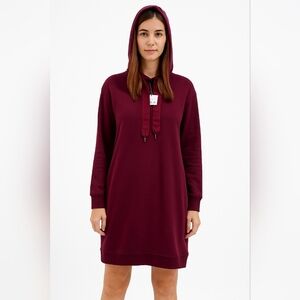 Zara Burgundy Hooded Sweatshirt Dress/Top